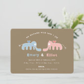 Blue Elephant Photo Baby Boy Birth Announounement Aankondiging (Staand voorkant)