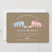 Blue Elephant Photo Baby Boy Birth Announounement Aankondiging (Voorkant)