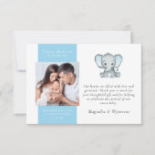 Blue Elephant Photo New Baby Bedankkaart (Voorkant)