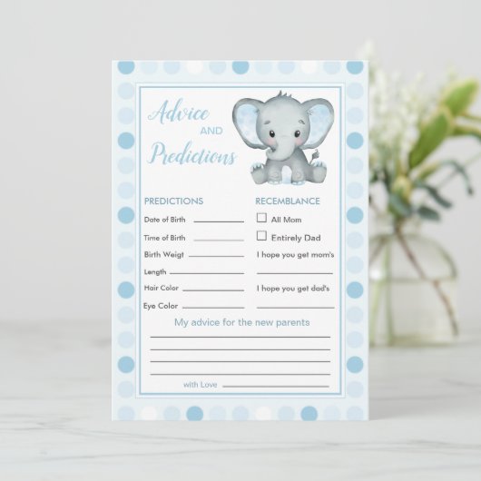 Blue Elephant Polka Dot Baby Predication & Advice (Staand voorkant)