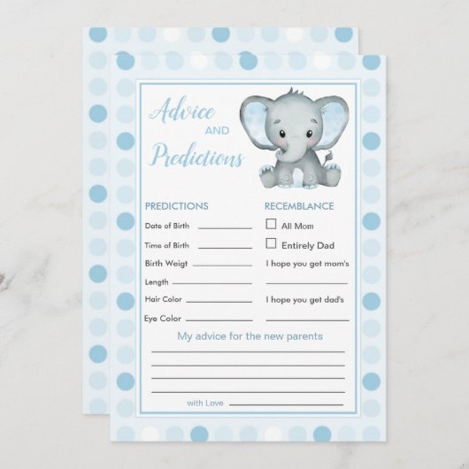 Blue Elephant Polka Dot Baby Predication & Advice (Voorkant / Achterkant)