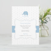Blue Elephant Polkadot Baby shower Invitation Kaart (Staand voorkant)