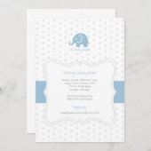 Blue Elephant Polkadot Baby shower Invitation Kaart (Voorkant / Achterkant)