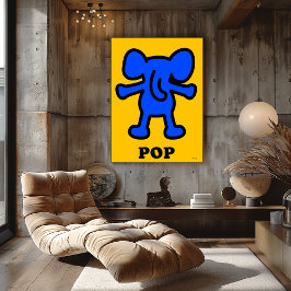 Blue Elephant Pop Art – Bold Animal Silhouette Poster