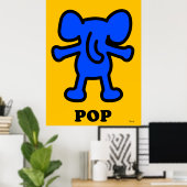 Blue Elephant Pop Art – Bold Animal Silhouette Poster (Thuiskantoor)