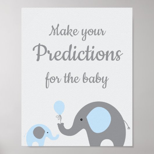 Blue Elephant Predications for Baby Sign Poster (Voorkant)