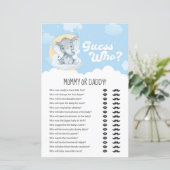 Blue Elephant raad wie mama of papa spelen (Staand voorkant)