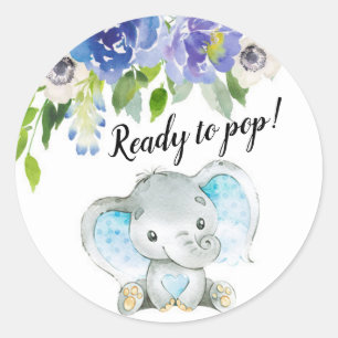 Blue Elephant Ready to Pop Stick Ronde Sticker