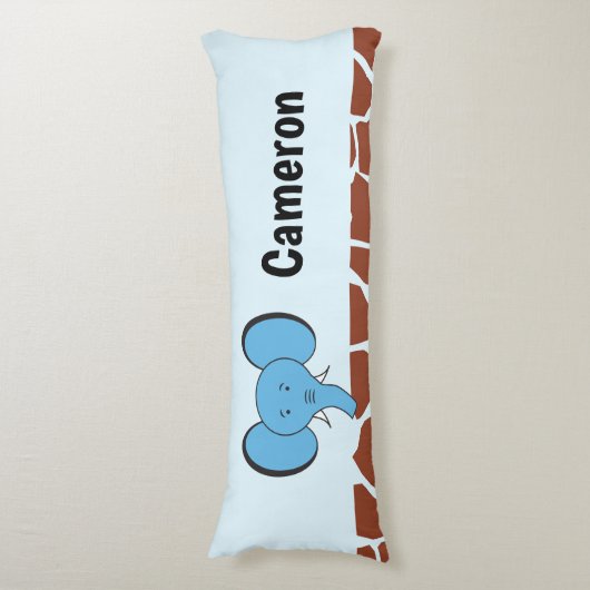 Blue Elephant Safari Oerwoud, op maat gemaakt Lichaamskussen (Voorkant Verticaal)