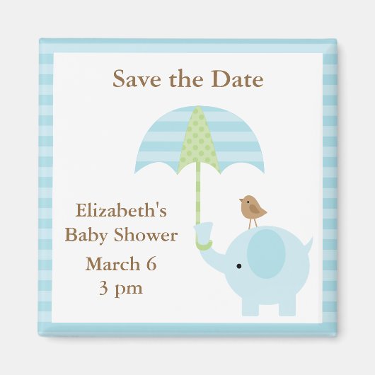 Blue Elephant Save the Date Magneten (Voorkant)