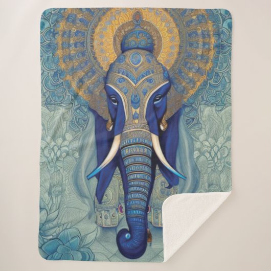 Blue Elephant Sherpa Blanket Sherpa Deken (Voorkant)