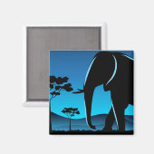 Blue Elephant Silhouette Artwork Magneet (Voorkant / Achterkant)