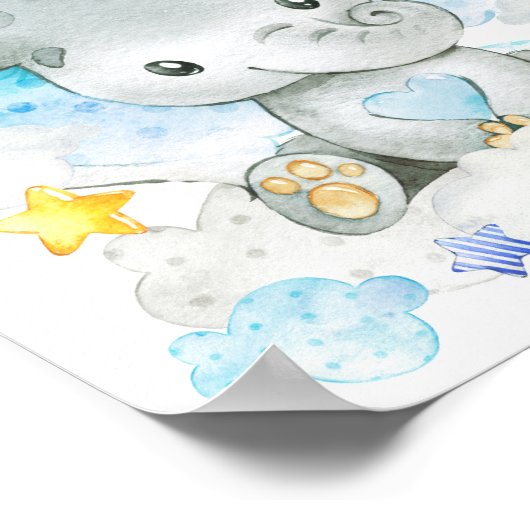 Blue Elephant Specialized Custom Nursery Boy Poster (Hoek)