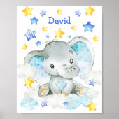 Blue Elephant Specialized Custom Nursery Boy Poster (Voorkant)