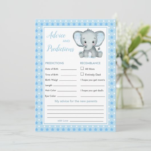 Blue Elephant Stars Baby Predication & Advice (Staand voorkant)