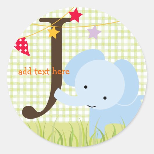 Blue Elephant stickers/monogram toevoegen Ronde Sticker (Voorkant)