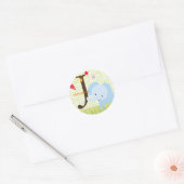 Blue Elephant stickers/monogram toevoegen Ronde Sticker (Envelop)