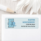 Blue Elephant Striped E Return Address Etiket (Insitu)