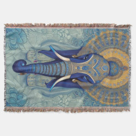 Blue Elephant Throw Blanket Deken