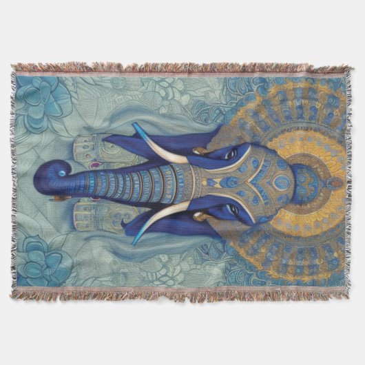Blue Elephant Throw Blanket Deken (Voorkant)