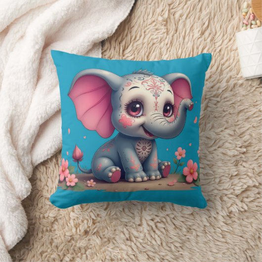 Blue Elephant Throw Pillow Kussen (Deken)