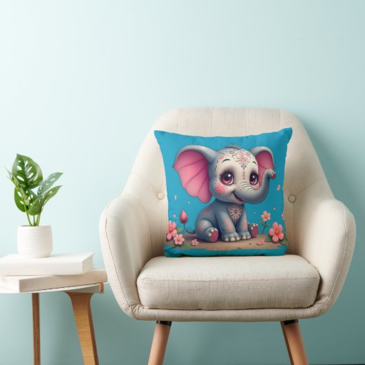 Blue Elephant Throw Pillow Kussen (Stoel)