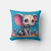 Blue Elephant Throw Pillow Kussen (Voorkant)