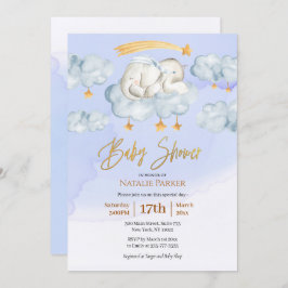 Blue Elephant Twinkle Little Star Boy Baby shower Kaart