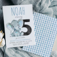 Blue Elephant Uitnodiging voor vijfde verjaardag