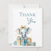 Blue Elephant Waterverf Baby shower Bedankkaart (Voorkant)