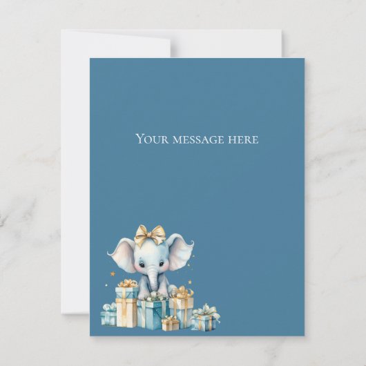 Blue Elephant Waterverf Baby shower Bedankkaart (Achterkant)