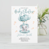 Blue Elephant Waterverf Baby shower Kaart (Staand voorkant)