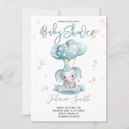 Blue Elephant Waterverf Baby shower Kaart