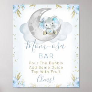 Blue Elephant We zijn over het Moon Baby shower Si Poster