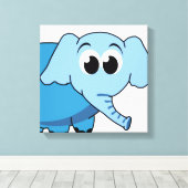 Blue Elephant Wrapped Canvas Afdruk (Insitu (Houten vloer))