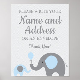Blue Elephant Write Jouw naam Address on Envelope Poster