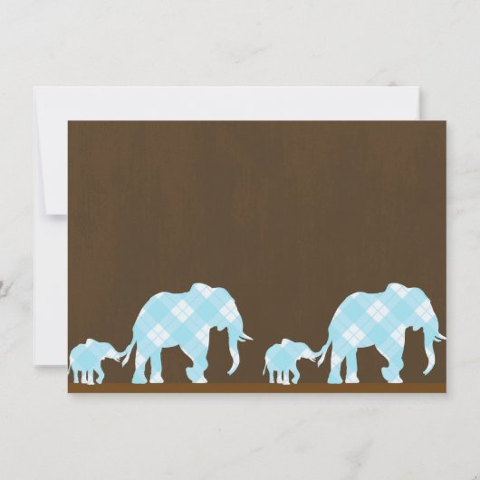 Blue Elephants Brown Modern WILD one 1ST Birthday Kaart (Achterkant)