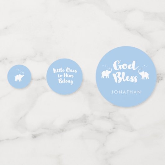 Blue Elephants Little Ones van Him Belong Baptisme Confetti (Achterkanten)