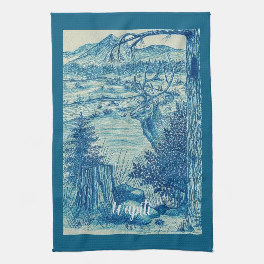 Blue Elk Handdoek (Verticaal)