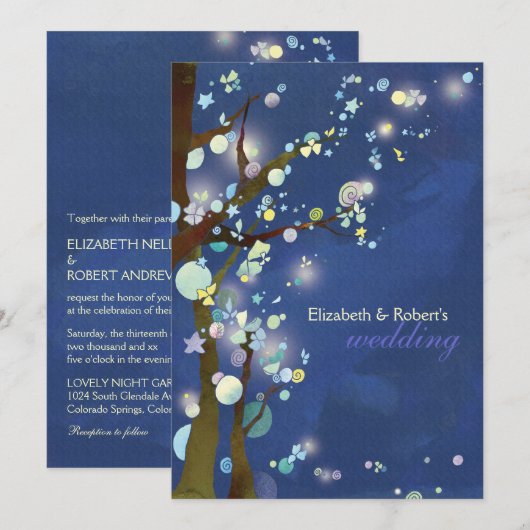 Blue Elven Forest bruiloft Kaart (Voorkant / Achterkant)