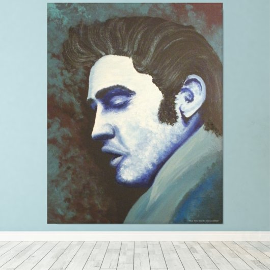 "Blue Elvis", by David C Brannon Canvas Afdruk (Insitu (Houten vloer))