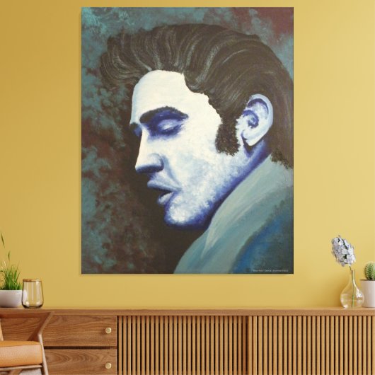 "Blue Elvis", by David C Brannon Canvas Afdruk (Insitu (Woonkamer))