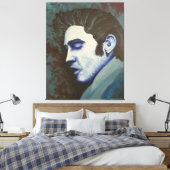 "Blue Elvis", by David C Brannon Canvas Afdruk (Insitu (Slaapkamer))