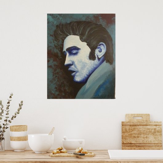 Blue Elvis Poster (Keuken)