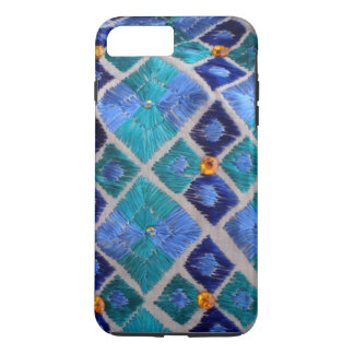 Blue-embroided Phulkari unieke iphone case