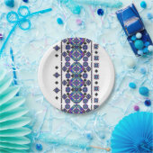 Blue Embroidery Papieren Bordje (Feest)