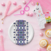 Blue Embroidery Papieren Bordje (Feest)