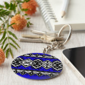 Blue Embroidery Sleutelhanger (Zijkant)