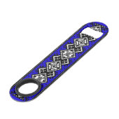 Blue Embroidery Speed Flessenopener (Achterkant Gekanteld)