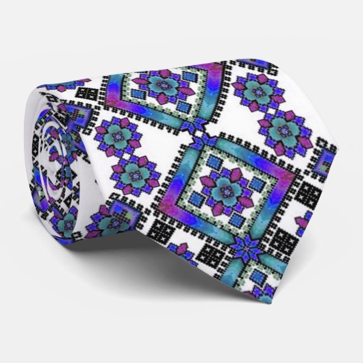 Blue Embroidery Stropdas (Opgerold)